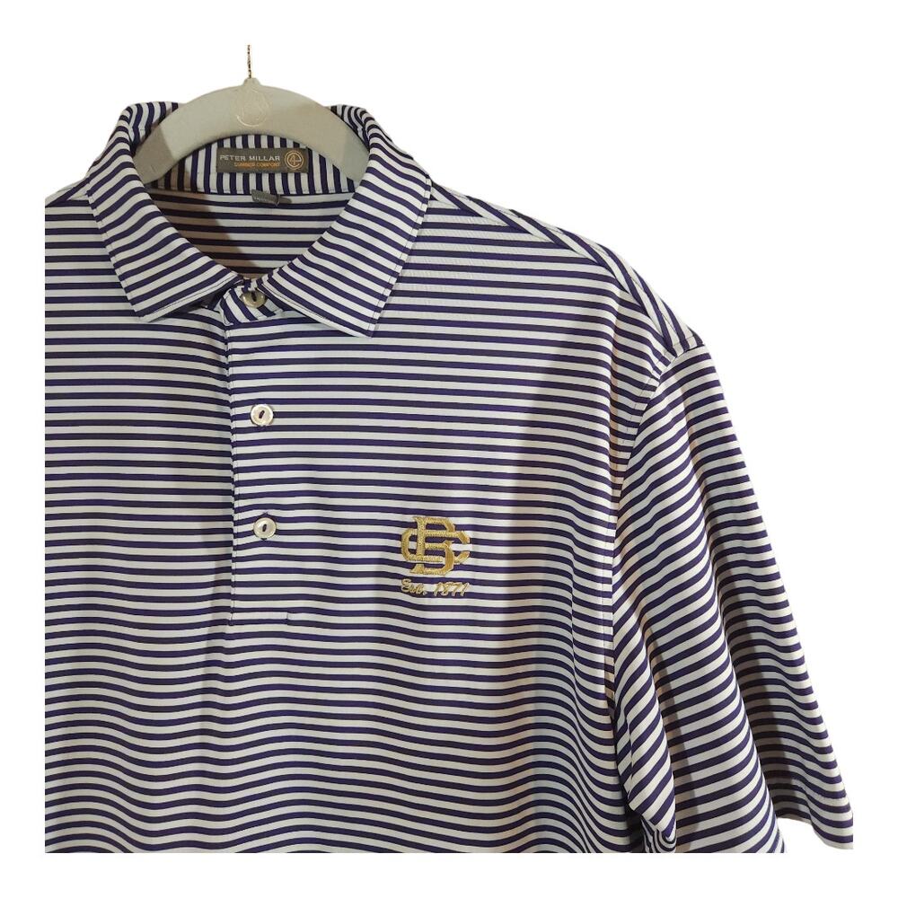 Peter Millar Summer Comfort Short Sleeve Striped Performance Golf Polo Men's M - Picture 4 of 7